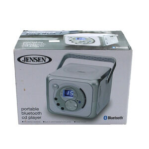 Jensen CD-555 White/Silver CD Bluetooth Boombox Portable Bluetooth Music System